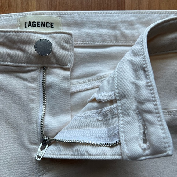 L’AGENCE High Rise Cropped Wide Leg Jeans Ivory Size 24 - Picture 10 of 16